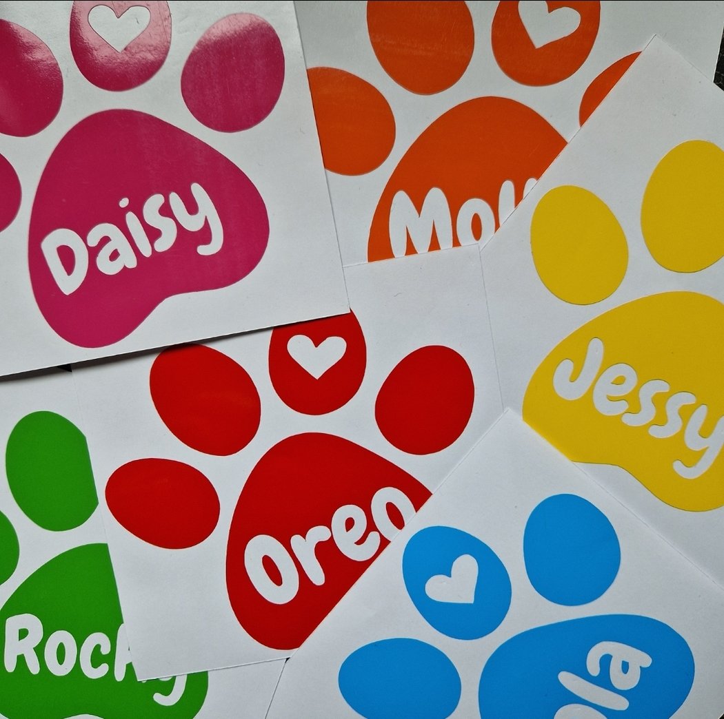 Personalised Dog Paw Vinyl Decal